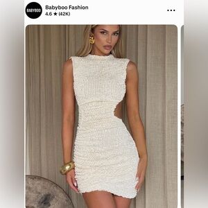 Babyboo Fashion Cream Textured Cutout Mini Dress